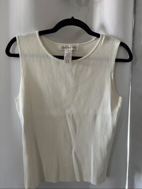 Jones New York Ribbed Cream Sleeveless Tank